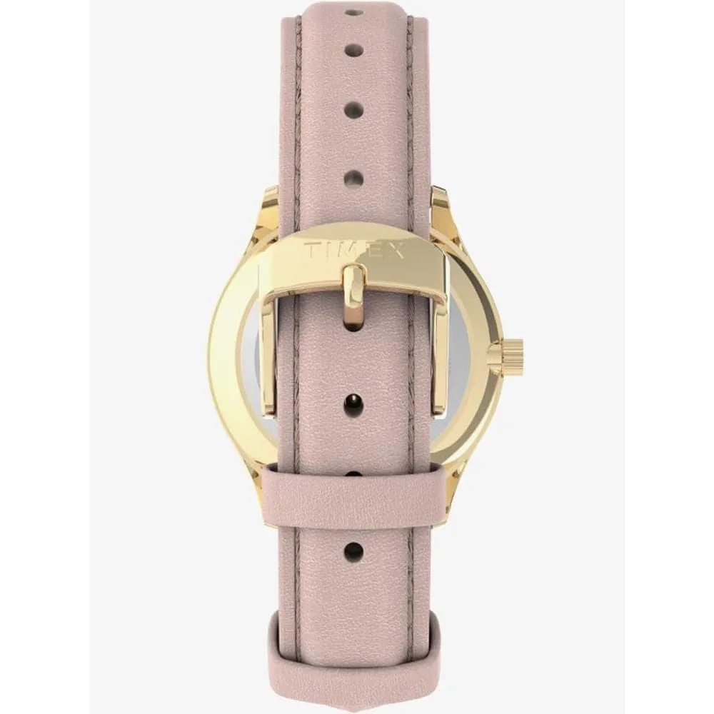 Jewelry Timex Watches Timex Indiglo White Dial Pink Leather Strap Women Watch TW2V25200