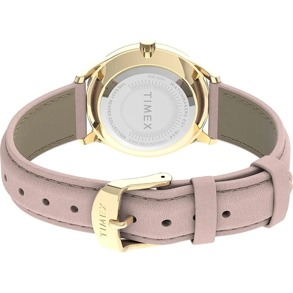 Jewelry Timex Watches Timex Indiglo White Dial Pink Leather Strap Women Watch TW2V25200