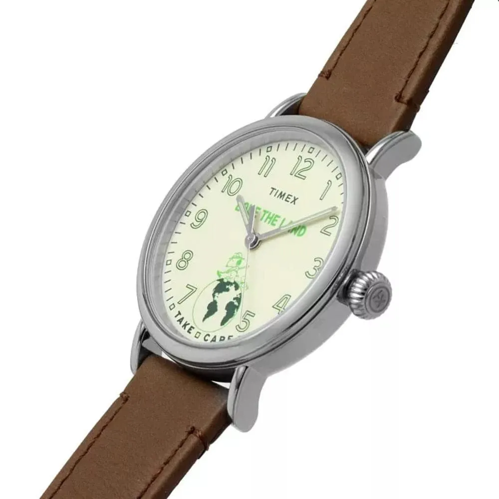 Jewelry Timex Watches TIMEX SNOOPY TW2V32800 BROWN LEATHER MEN WATCH