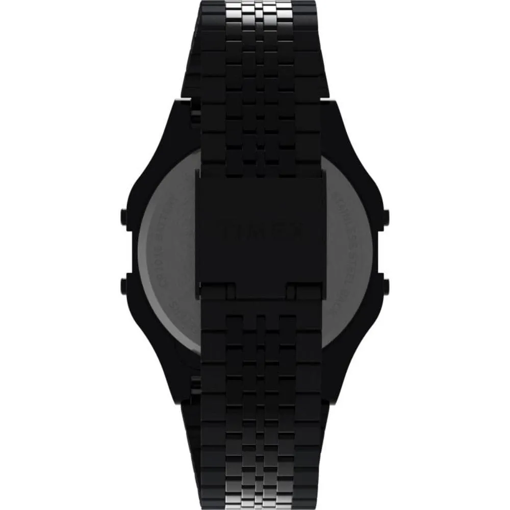 Jewelry Timex Watches Timex Space Invaders Digital Black Stainless Steel Strap Unisex Watch TW2V30200