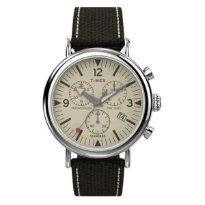 Jewelry Timex Watches TIMEX STANDARD CHRONOGRAPH BROWN FABRIC STRAP WATCH TW2V43800