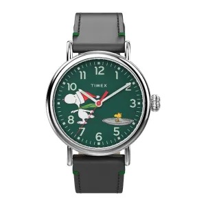 Jewelry Timex Watches Timex Standard Peanuts Featuring Snoopy Ice Skating Leather Strap Watch TW2V60200