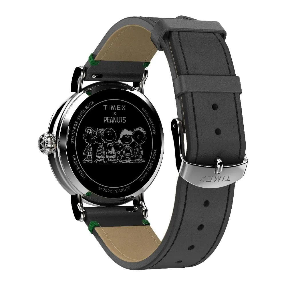 Jewelry Timex Watches Timex Standard Peanuts Featuring Snoopy Ice Skating Leather Strap Watch TW2V60200