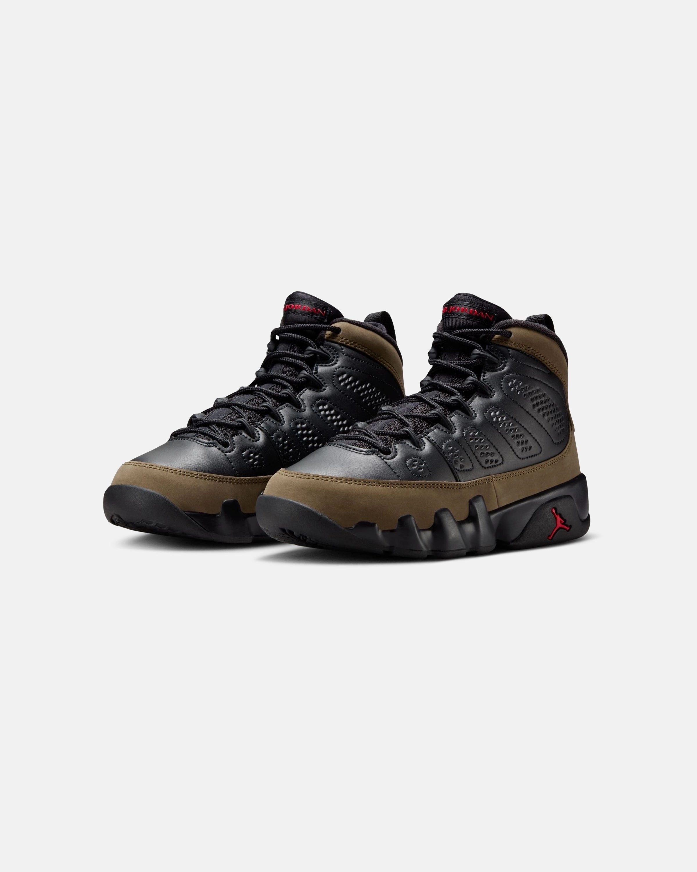JORDAN GS AJ 9 RETRO - BLACK/ TRUERED/ LIGHTOLIVE Jordan athletic shoes for men