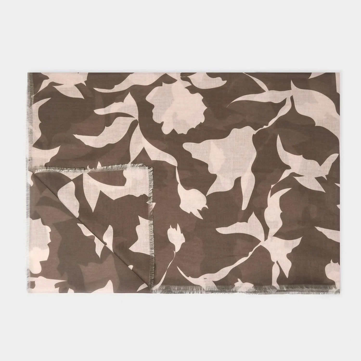 Katie Loxton Chocolate / Nude Pink Abstract Floral Printed Scarf KLS596 Katie Loxton Jewelry And Accessories