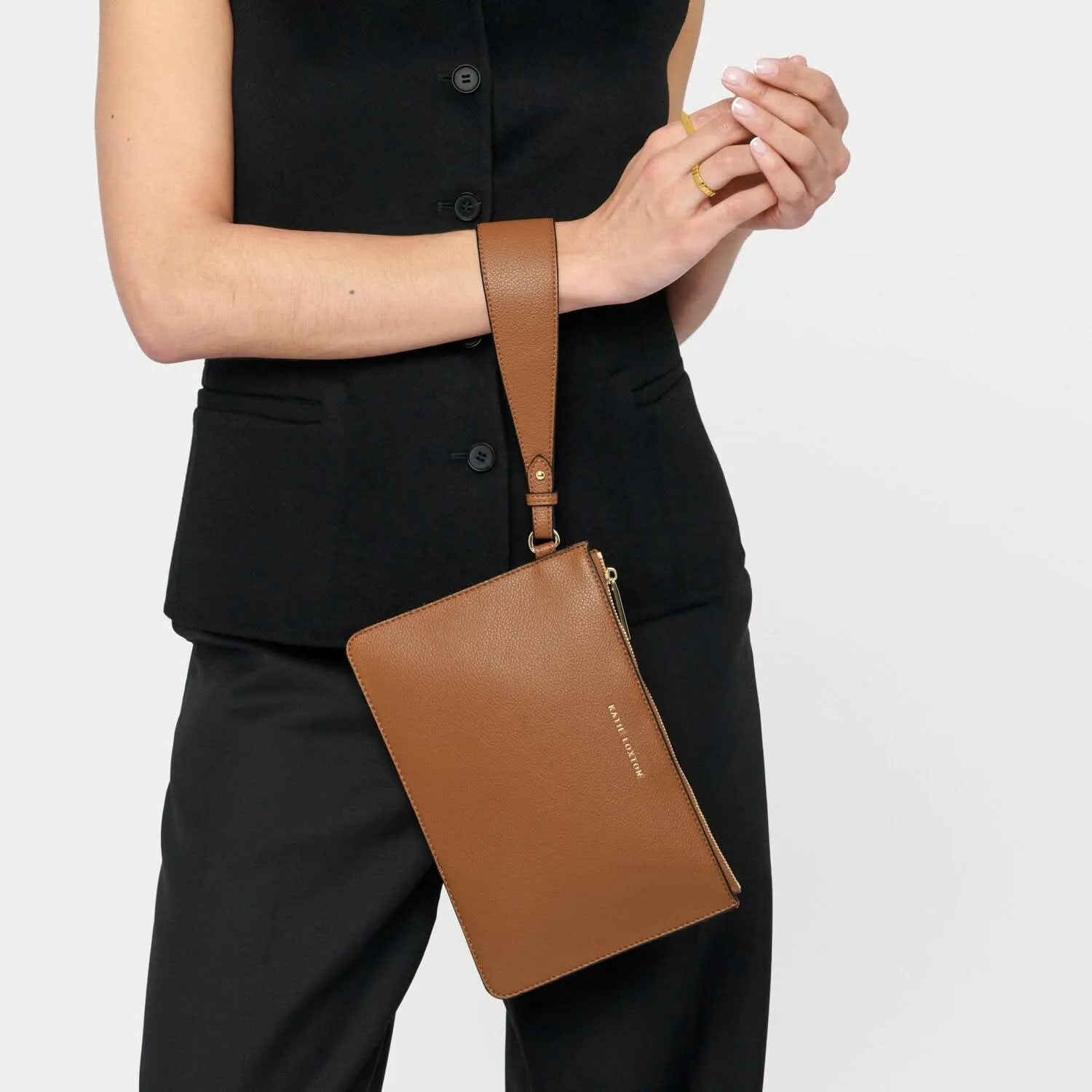 Katie Loxton Cognac Marni Wristlet Pouch KLB3646 Katie Loxton Jewelry And Accessories