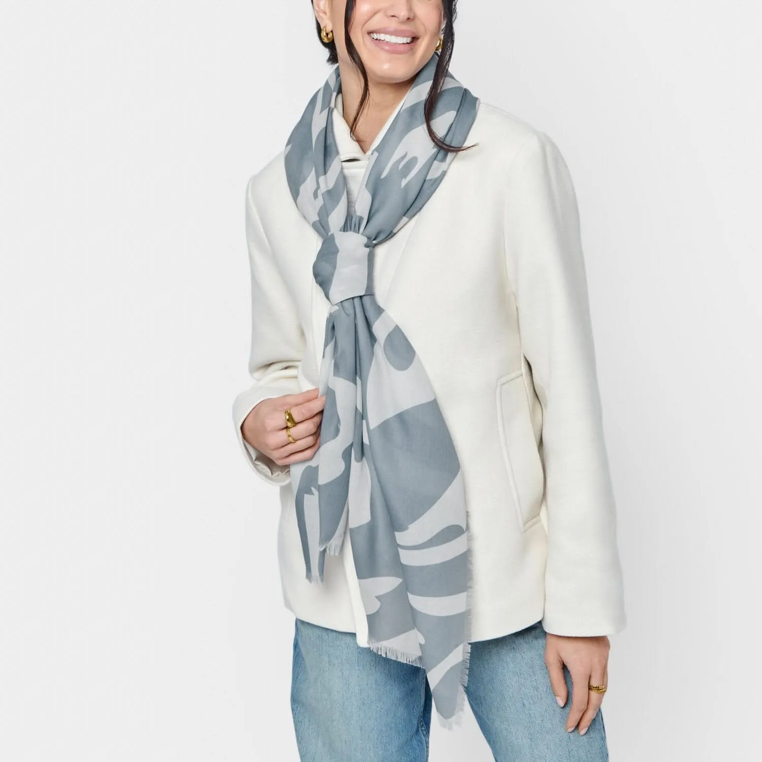 Katie Loxton Cornflower Blue / Off White Abstract Zebra Printed Scarf KLS599 Katie Loxton Jewelry And Accessories