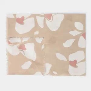 Katie Loxton Nude Pink / Off White / Dusty Rose Floral Printed Scarf KLS592 Katie Loxton Jewelry And Accessories