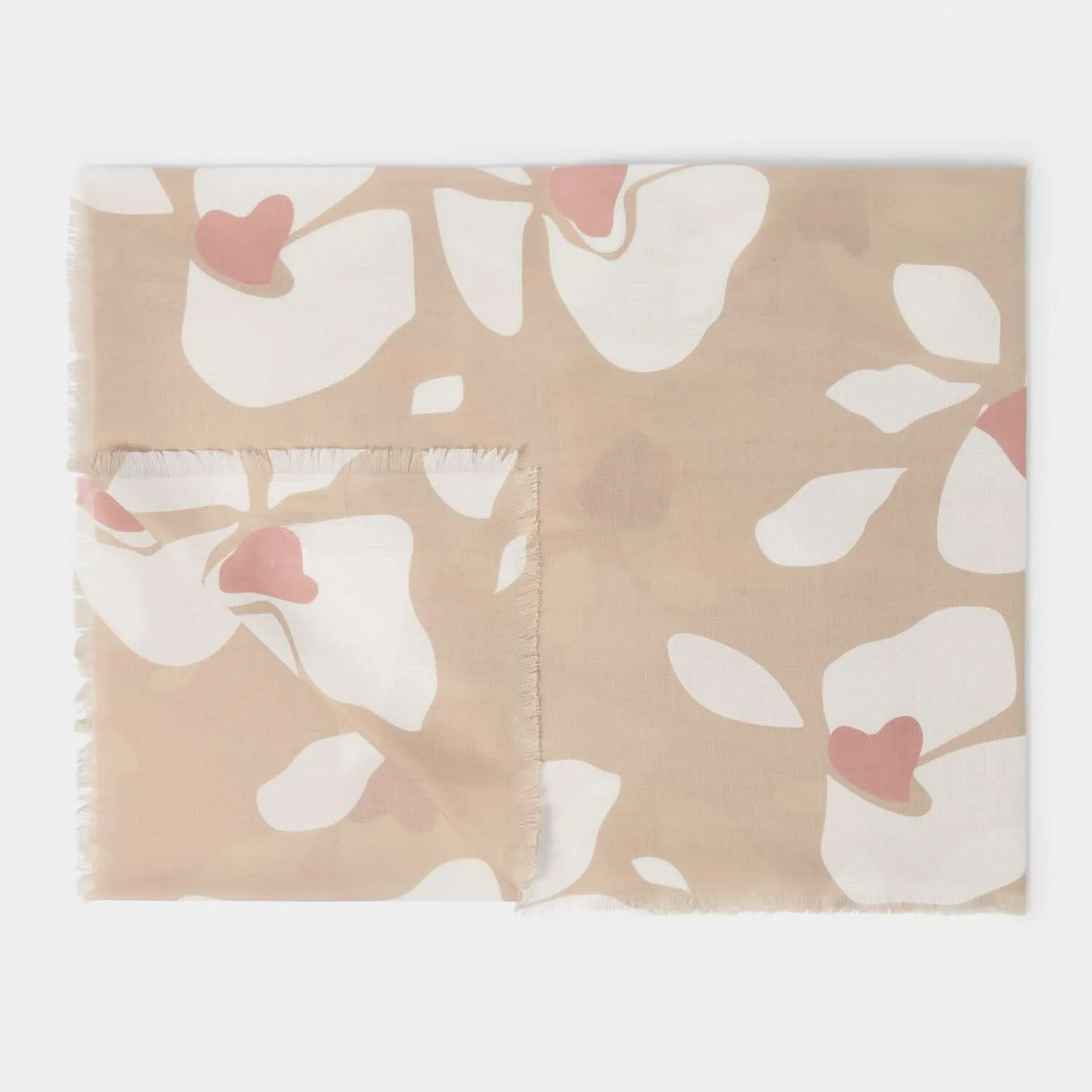 Katie Loxton Nude Pink / Off White / Dusty Rose Floral Printed Scarf KLS592 Katie Loxton Jewelry And Accessories