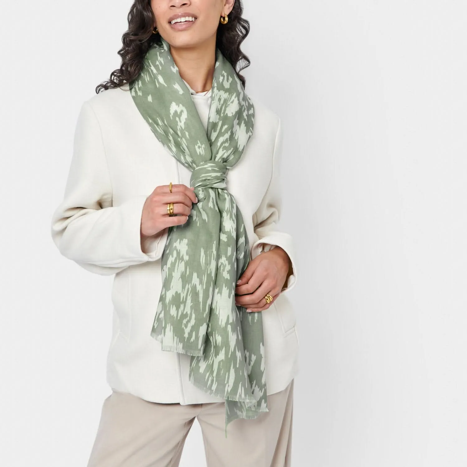 Katie Loxton Sage / Off White Abstract Animal Printed Scarf KLS595 Katie Loxton Jewelry And Accessories
