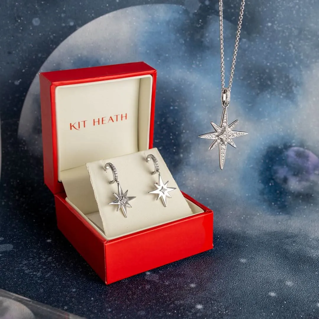 Kit Heath Céleste North Star Pave Zirconia Stud Drop Hoops 50467CZ Kit Heath Jewelry And Accessories