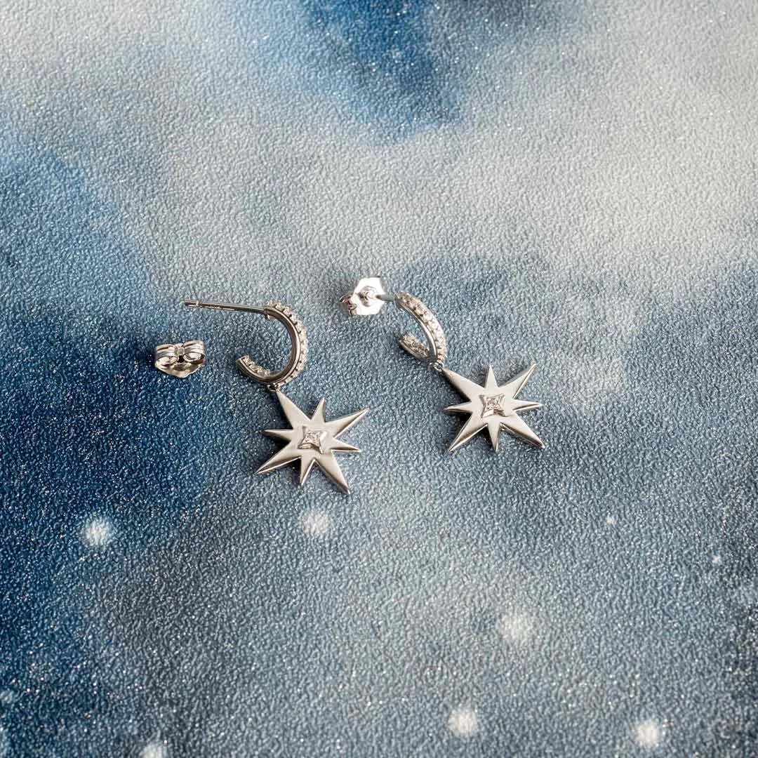 Kit Heath Céleste North Star Pave Zirconia Stud Drop Hoops 50467CZ Kit Heath Jewelry And Accessories