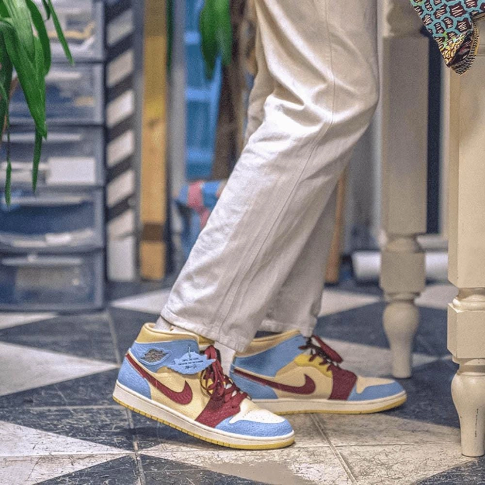 Maison Chateau Rouge x Air Jordan 1 Mid SE 'Fearless' Air Jordan 1 vintage style sneakers