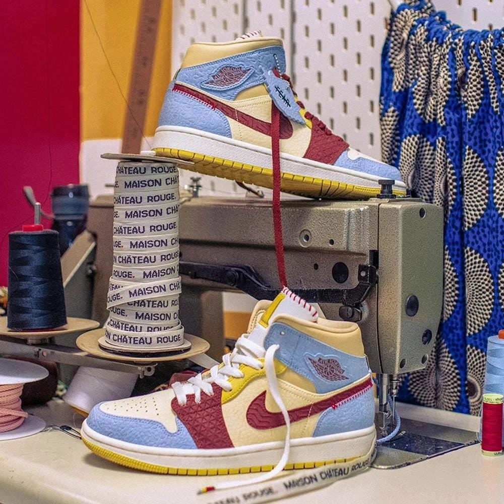 Maison Chateau Rouge x Air Jordan 1 Mid SE 'Fearless' Air Jordan 1 vintage style sneakers