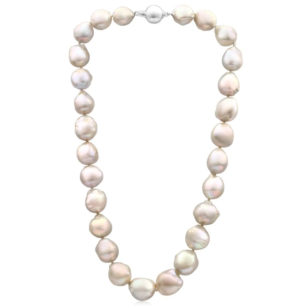 Meiko' Sterling Silver 13mm White Baroque Pearl 45cm Necklace Sterling Silver	Jewelry