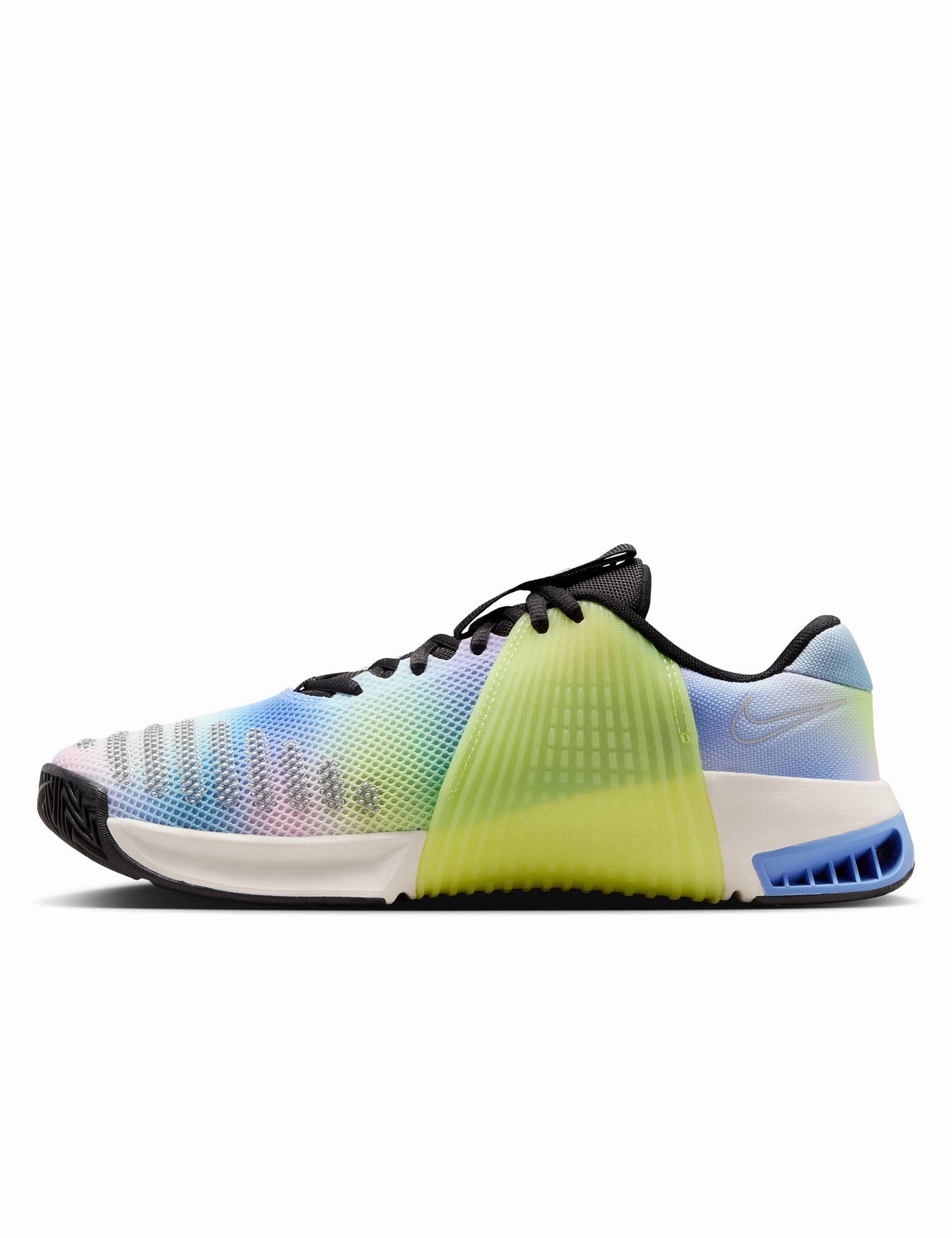 Metcon 9 SE Shoes - Black/Light Lemon Twist/Royal Pulse/Metallic Silver Nike women's stylish athletic footwear