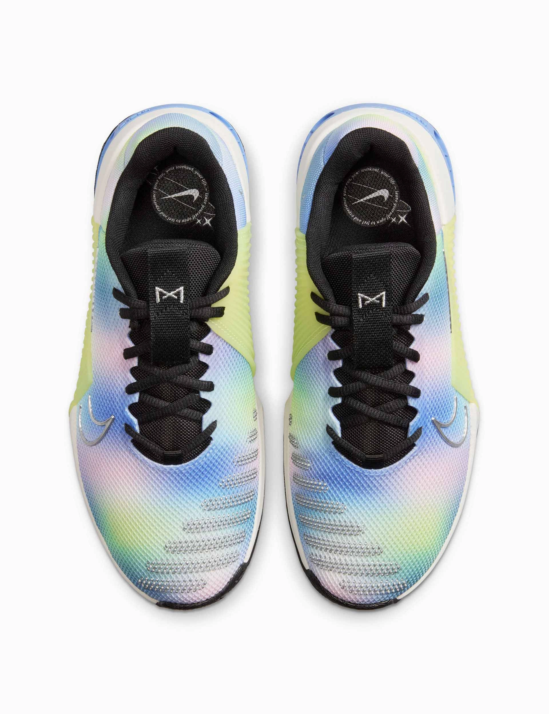 Metcon 9 SE Shoes - Black/Light Lemon Twist/Royal Pulse/Metallic Silver Nike women's stylish athletic footwear
