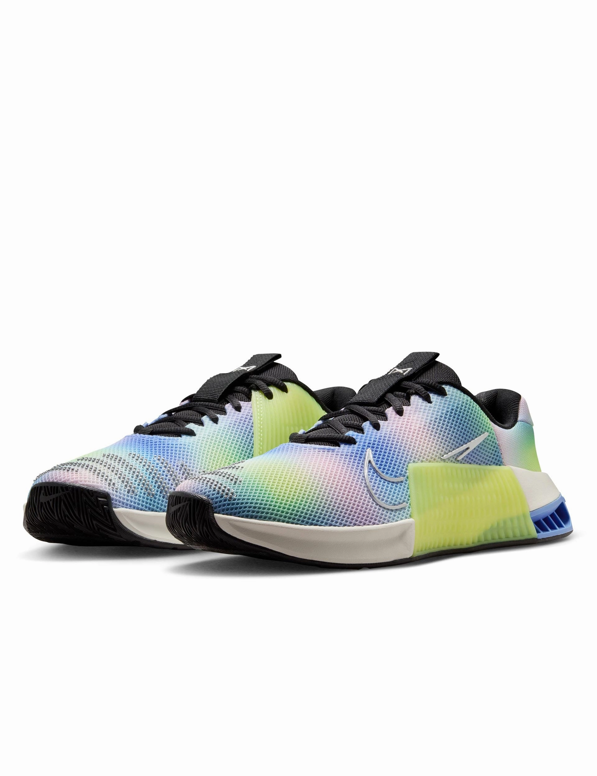 Metcon 9 SE Shoes - Black/Light Lemon Twist/Royal Pulse/Metallic Silver Nike women's stylish athletic footwear