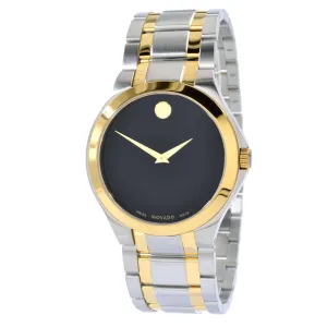 Movado Men's Quartz Watch - Black Dial Two Tone Stainless Steel Bracelet | 0606896 Movado Watches