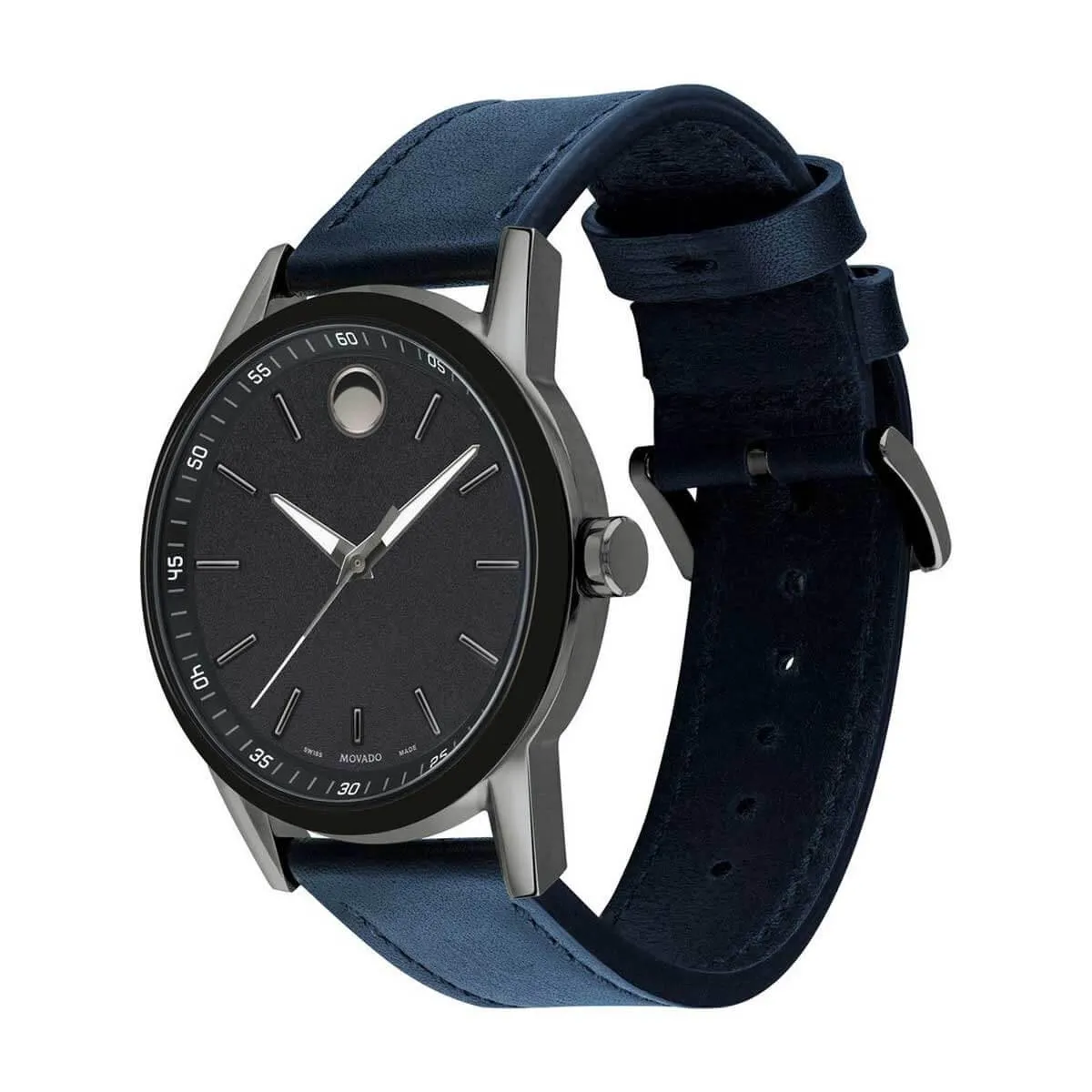 Movado Men's Quartz Watch - Museum Sport Gunmetal Case Midnight Navy Strap | 0607263 Movado Watches