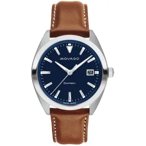 Movado Men's Watch - Heritage Datron Date Display Blue Dial Cognac Strap | 3650141 Movado Watches