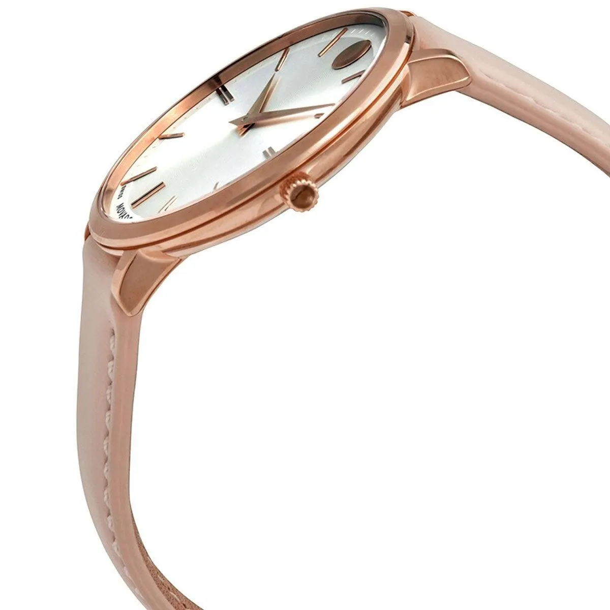 Movado Women's Quartz Watch - Ultra Slim Rose Gold Case Pink Leather Strap | 0607373 Movado Women's Watches