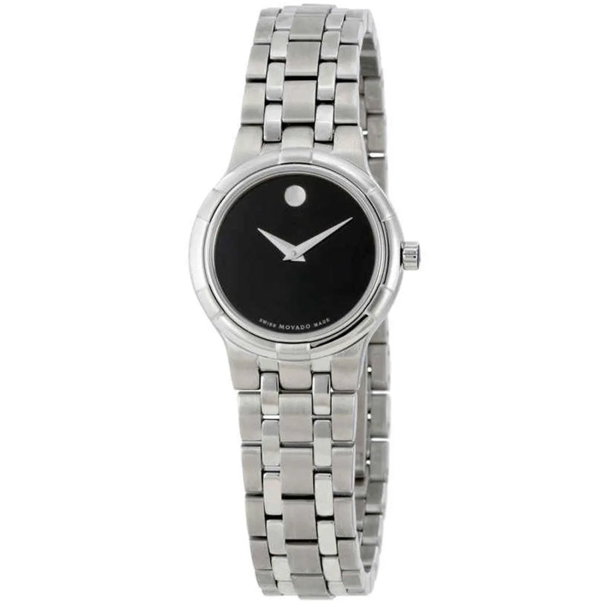 Movado Women's Swiss Quartz Watch - Metio Black Dial Silver Bracelet | 0606204 Movado Women's Watches