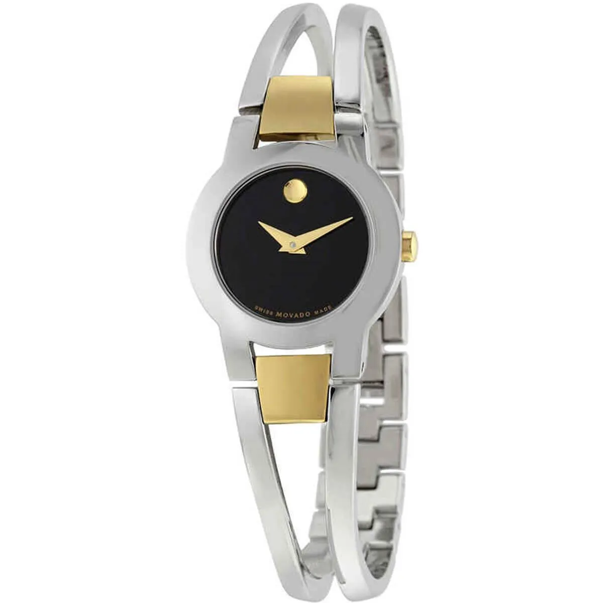 Movado Women's Watch - Amorosa Two Tone Stainless Steel Bracelet Black Dial | 0606893 Movado Women's Watches