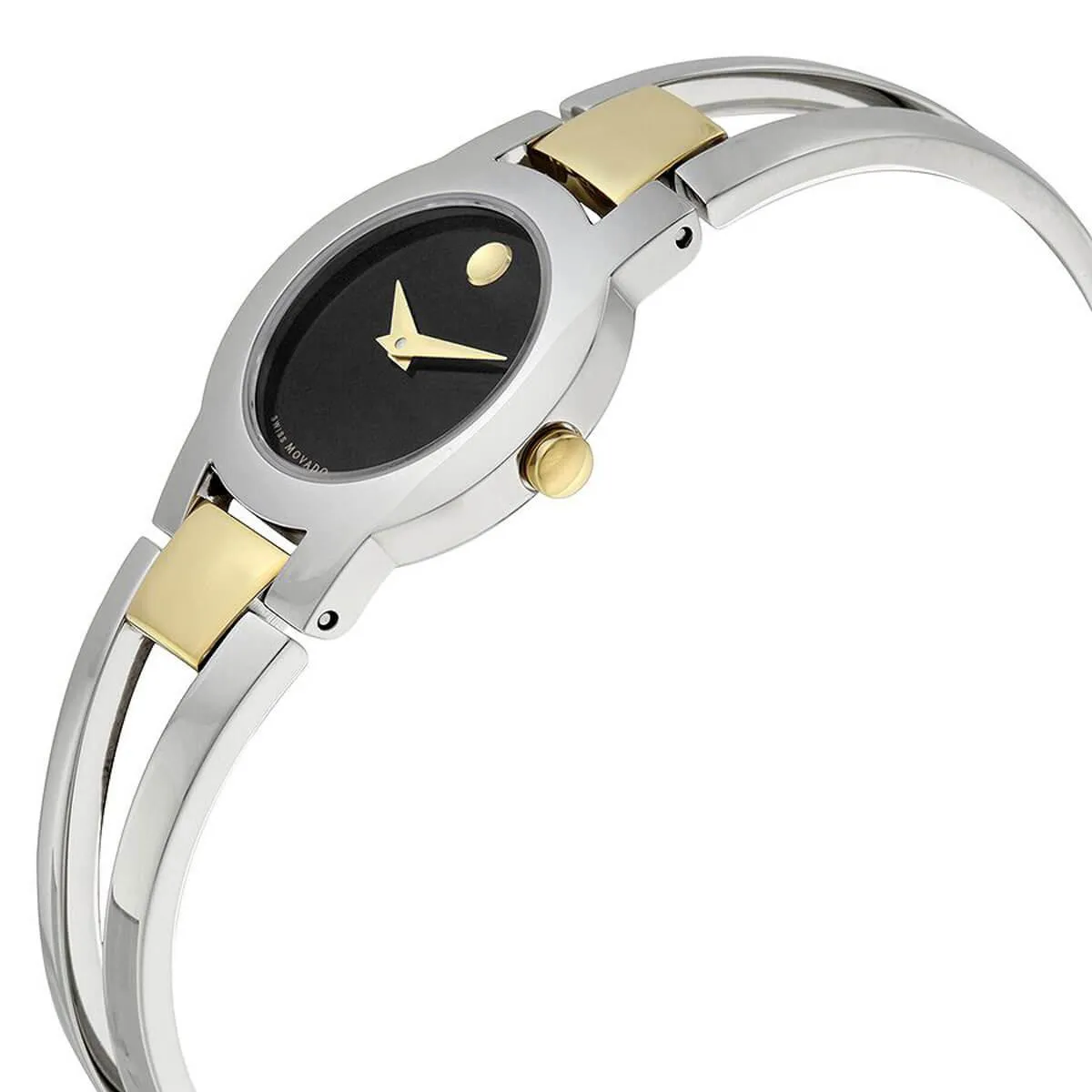 Movado Women's Watch - Amorosa Two Tone Stainless Steel Bracelet Black Dial | 0606893 Movado Women's Watches