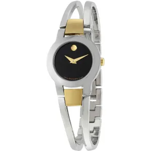 Movado Women's Watch - Amorosa Two Tone Stainless Steel Bracelet Black Dial | 0606893 Movado Women's Watches