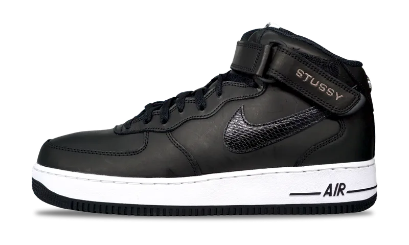nike Air Force 1 Mid x Stussy Black Snakeskin 2022 (DJ7840-001) Size 5-14 nike air force 1 classic basketball sneakers