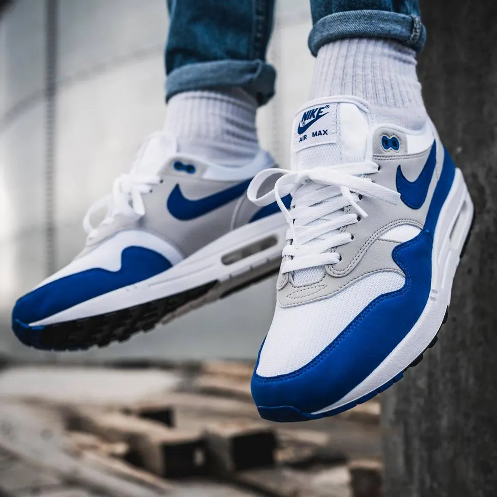 Nike Air Max 1 OG Anniversary White-Game Royal Nike Air Max cushioned sneakers