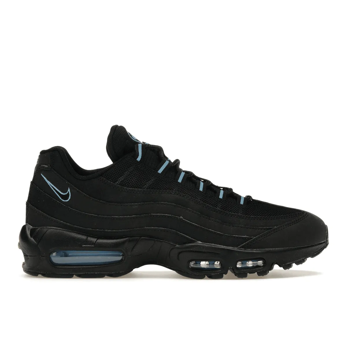 Nike Air Max 95 Black University Blue Nike Air Max casual shoes with visible air tech