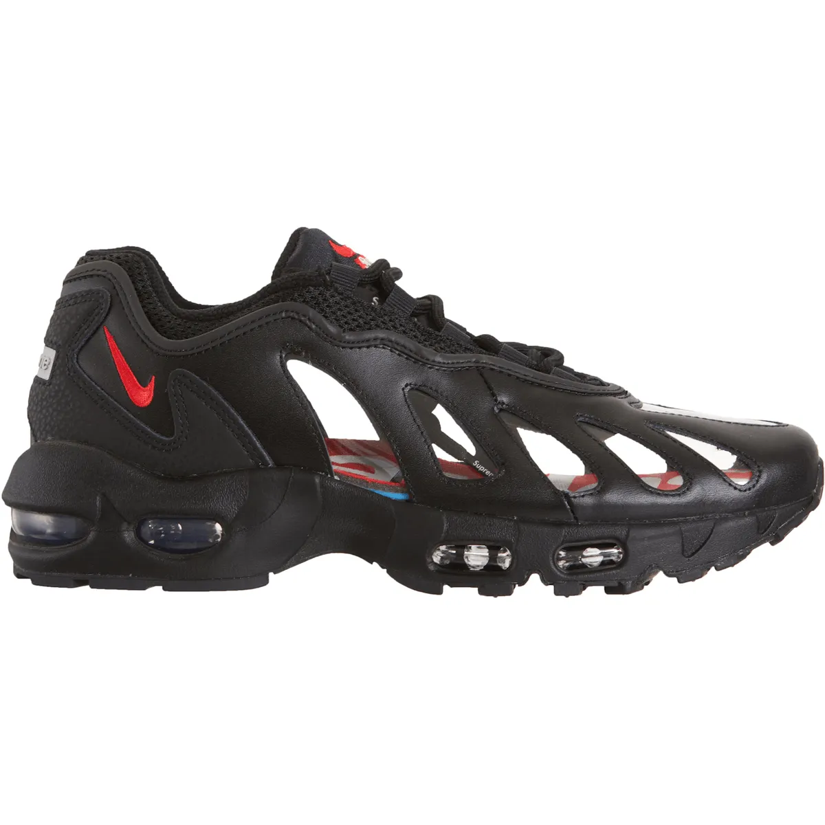 Nike Air Max 96 Supreme Black Nike Air Max casual shoes with visible air tech