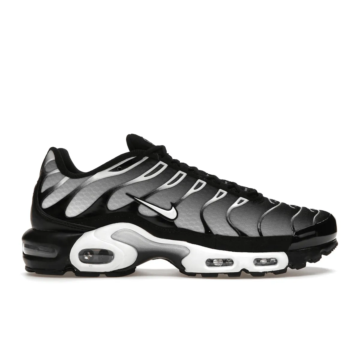 Nike Air Max Plus Black Silver White Nike Air Max casual shoes with visible air tech