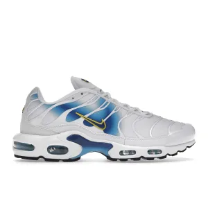 Nike Air Max Plus Spray Paint Swoosh White Blue Nike Air Max casual shoes with visible air tech