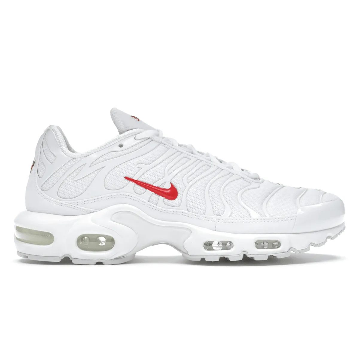 Nike Air Max Plus Supreme White Nike Air Max casual shoes with visible air tech
