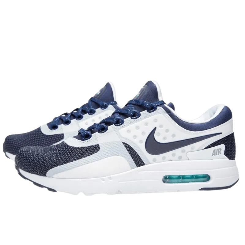 NIKE AIR MAX ZERO QS White & Mid Navy Nike Air Max sneakers with air cushioning design