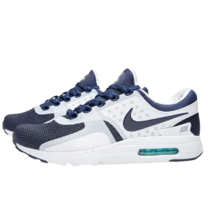 NIKE AIR MAX ZERO QS White & Mid Navy Nike Air Max sneakers with air cushioning design