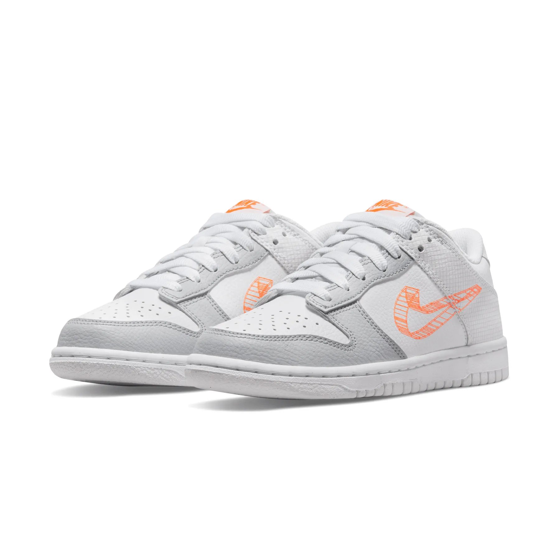 Nike Dunk Low GS 3D Swoosh White Grey Nike Dunk stylish shoes