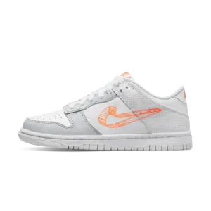 Nike Dunk Low GS 3D Swoosh White Grey Nike Dunk casual shoes with iconic low-top shape