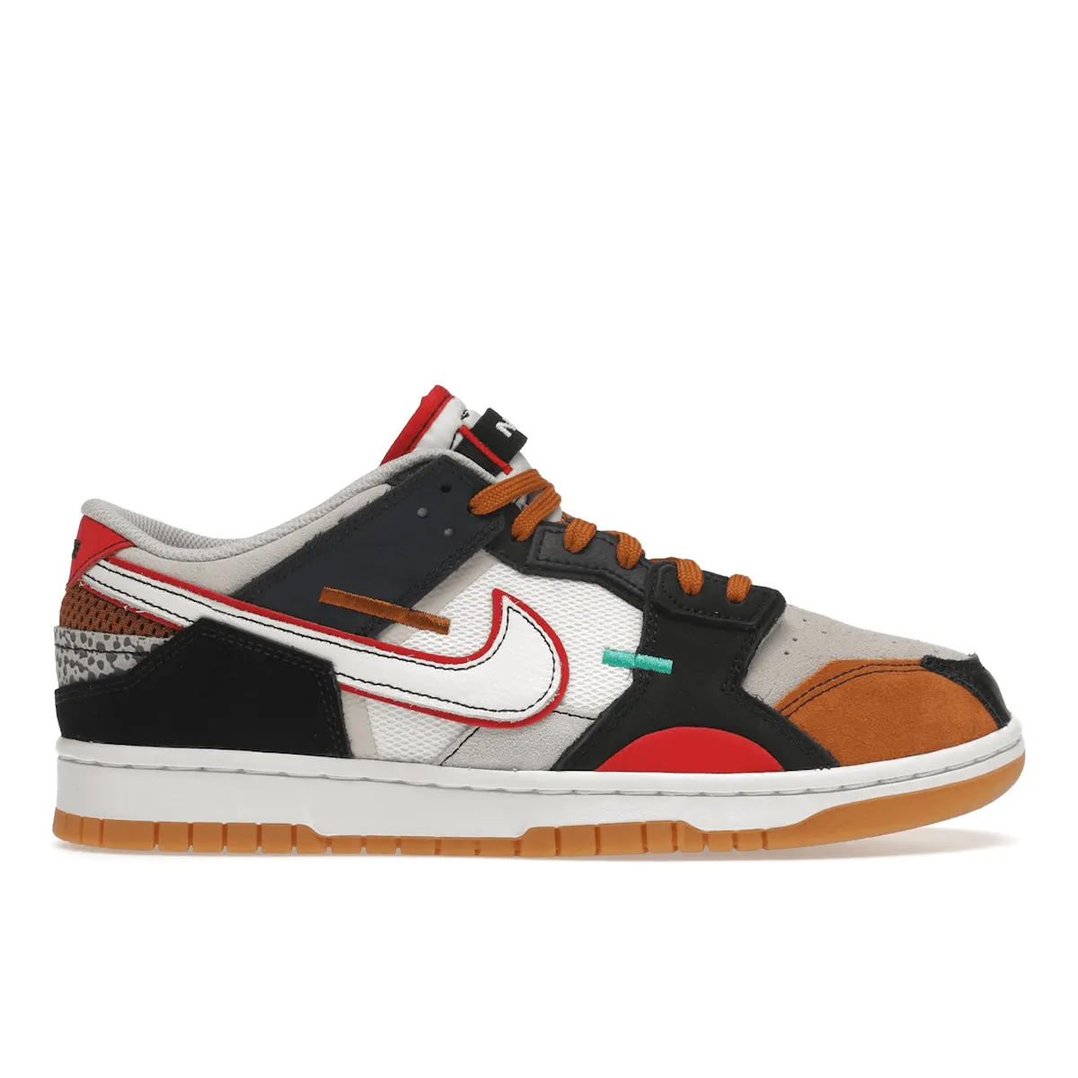 Nike Dunk Low Scrap Black Gray University Red Nike Dunk stylish shoes for sport and street
