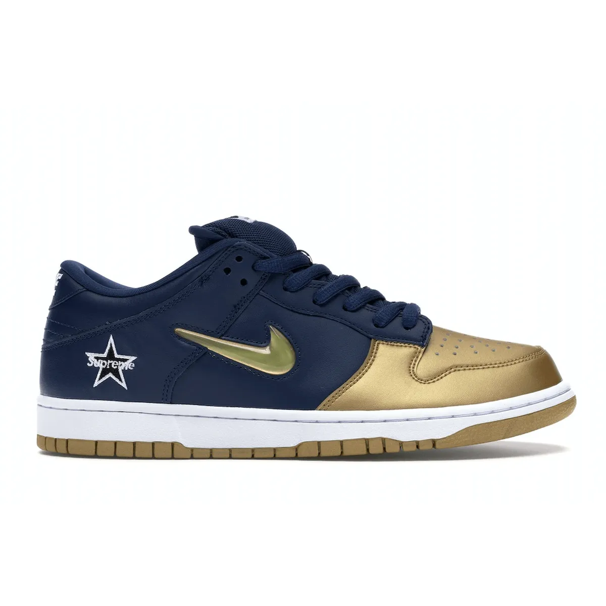 Nike SB Dunk Low Supreme Jewel Swoosh Gold Nike Dunk sneakers inspired by basketball roots