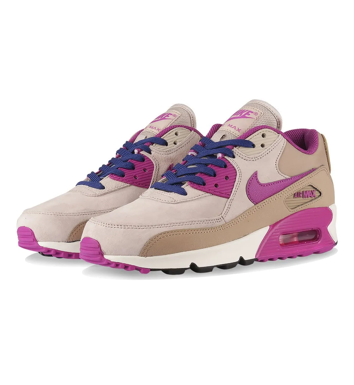 Nike WMNS Air Max 90 LTR Desert Cream - Purple Dusk Nike Air Max cushioned sneakers