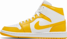 Nike Jordan 1 Mid White University Gold (W) (BQ6472-117) Women's Size 6-12 Iconic Jordan 1 sneakers for collectors