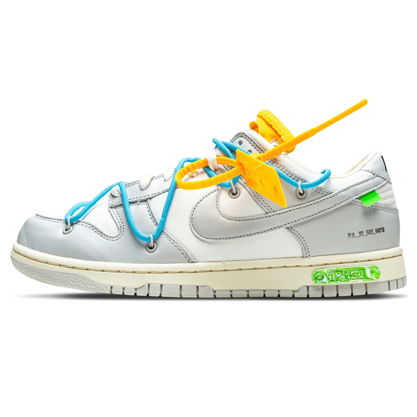 Off-White x Nike Dunk Low 'Lot 02 of 50' Nike Dunk casual shoes with iconic low-top shape