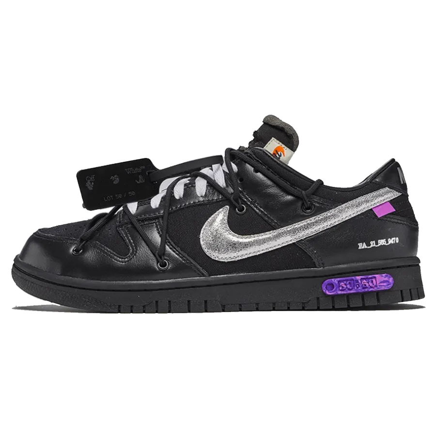 Off-White x Nike Dunk Low 'Lot 50 of 50' Nike Dunk casual shoes with iconic low-top shape