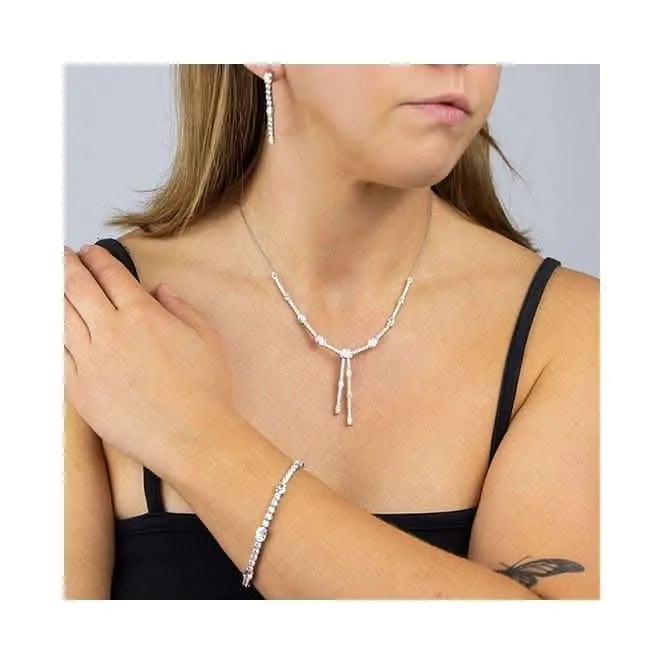 Oval & Round Zirconia Drop Earrings E6052 Diamonfire Jewellery