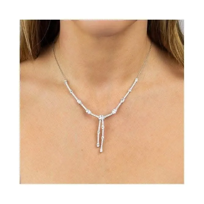 Oval & Round Zirconia Y Drop Necklace N4464 Diamonfire Jewellery