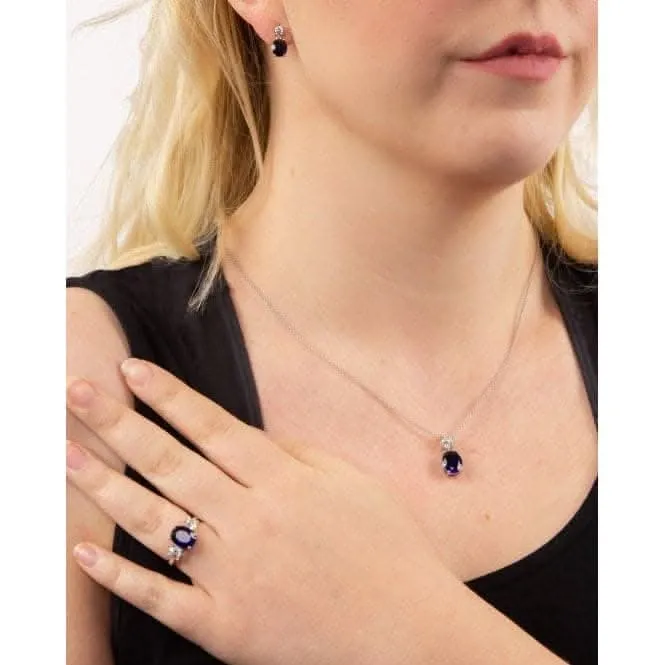 Oval Sapphire Zirconia Trilogy Ring Diamonfire Jewellery